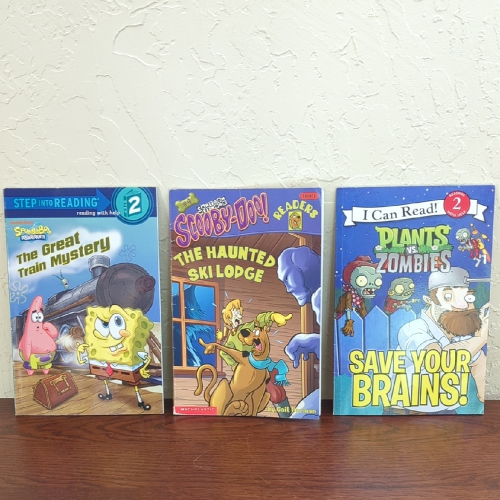 🌻 Reading Level 2 - 3 Book Bundle SpongeBob Scooby Doo Zombies